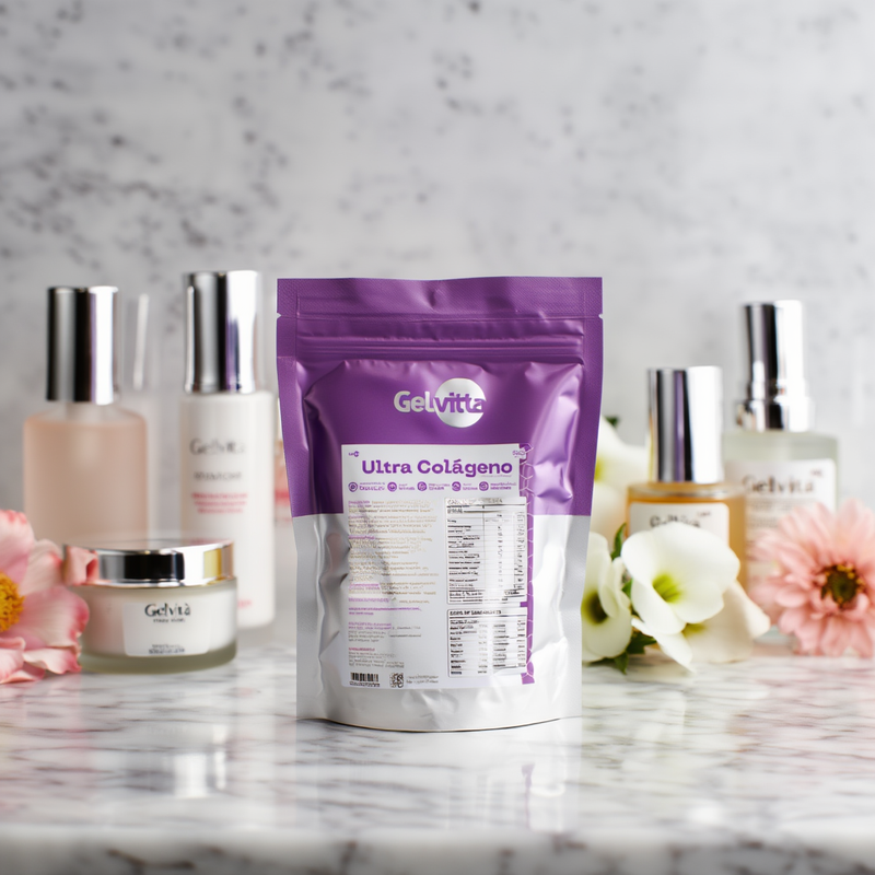 ULTRA COLÁGENO COM ÁCIDO HIALURÔNICO + SILÍCIO ORGÂNICO + RESVERATROL + PEPTÍDEOS BIOATIVOS COM A TECNOLOGIA PEPTGEL®