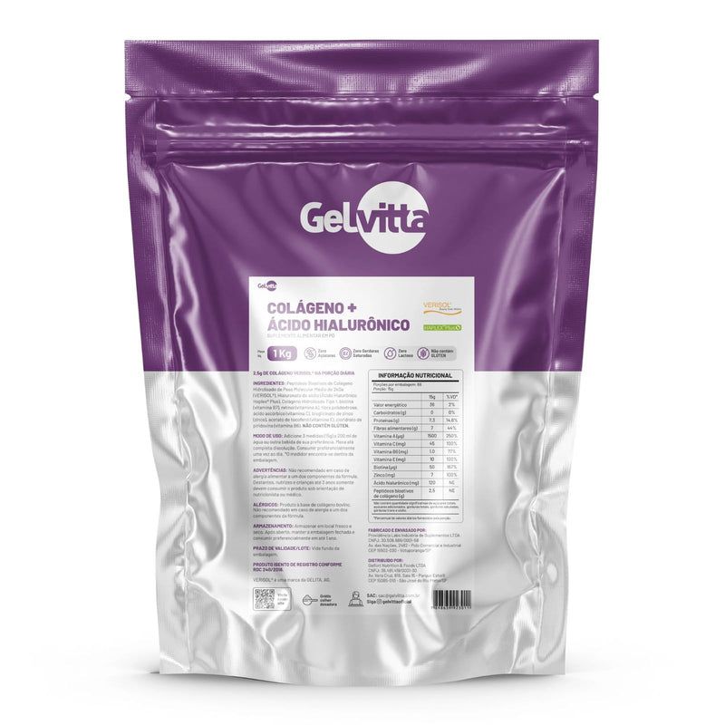 COLÁGENO VERISOL® COM ÁCIDO HIALURÔNICO HAPLEX® PLUS, BIOTINA E VITAMINA C 1 KG