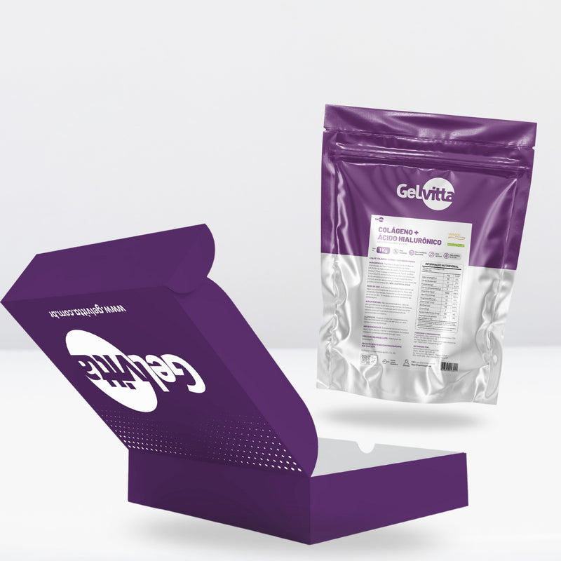 COLÁGENO VERISOL® COM ÁCIDO HIALURÔNICO HAPLEX® PLUS, BIOTINA E VITAMINA C 1 KG + CAIXA PRESENTE GELVITTA