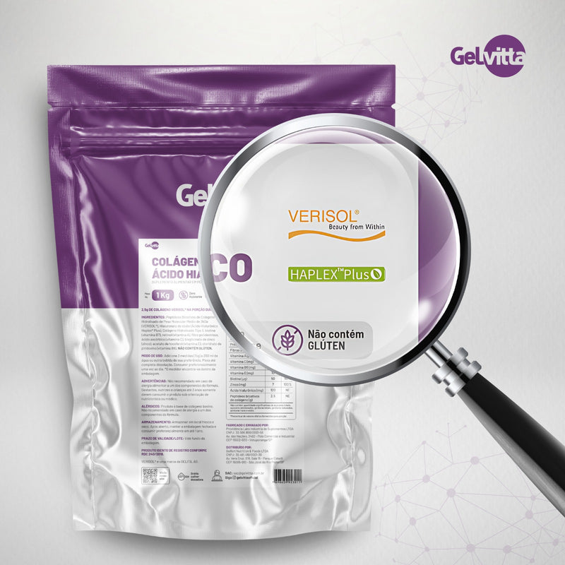 COLÁGENO VERISOL® COM ÁCIDO HIALURÔNICO HAPLEX® PLUS, BIOTINA E VITAMINA C 1 KG