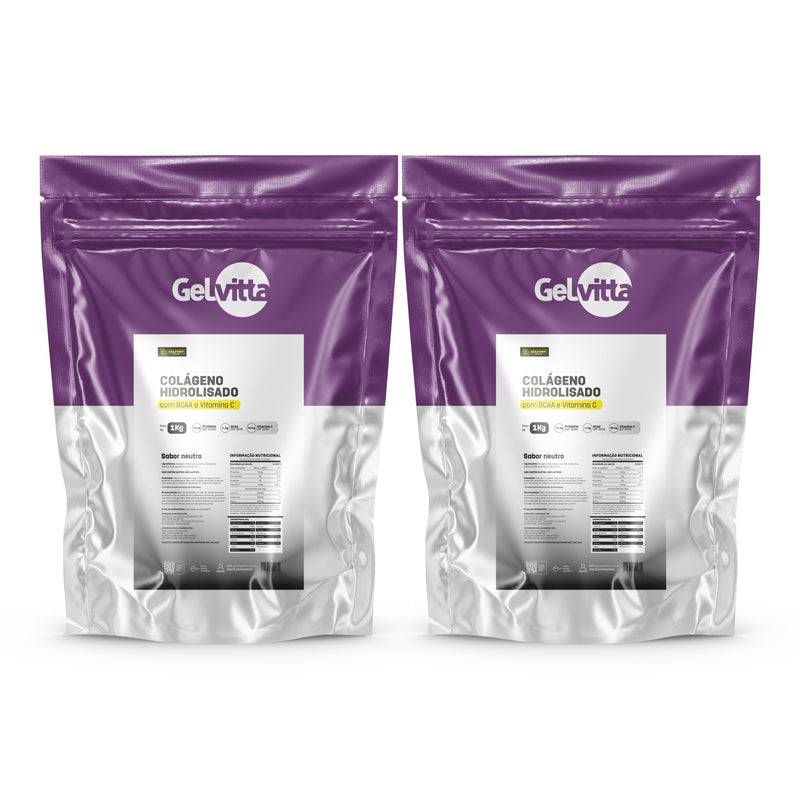 COLÁGENO PURO ISOLADO COM BCAA E VITAMINA C 1 KG - GANHO DE MASSA MUSCULAR