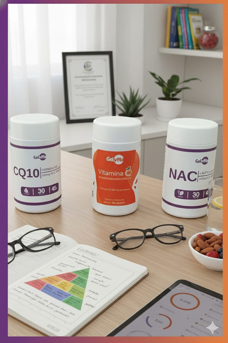 SUPER COMBO COENZIMA Q10 + VITAMINA C PURA CÁPSULAS + NAC - N-ACETIL L-CISTEÍNA