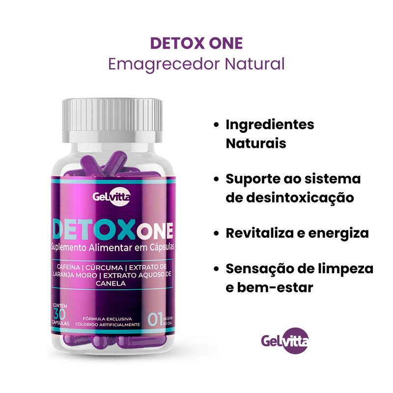 KIT 6X DETOX ONE - EMAGRECEDOR NATURAL - 3 MESES DE TRATAMENTO + BRINDE