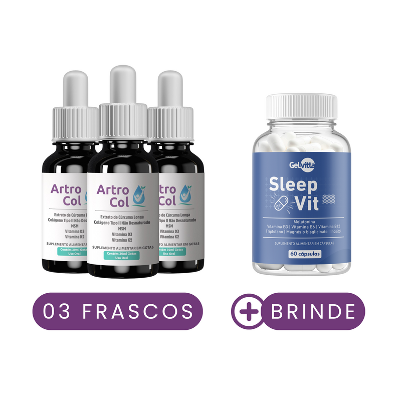 ARTROCOL®  -  COLÁGENO TIPO 2, CÚRCUMA, ÁCIDO HIALURÔNICO, VITAMINA K2, D3, MSM, CONDROITINA - DOR MUSCULAR E ARTICULAR