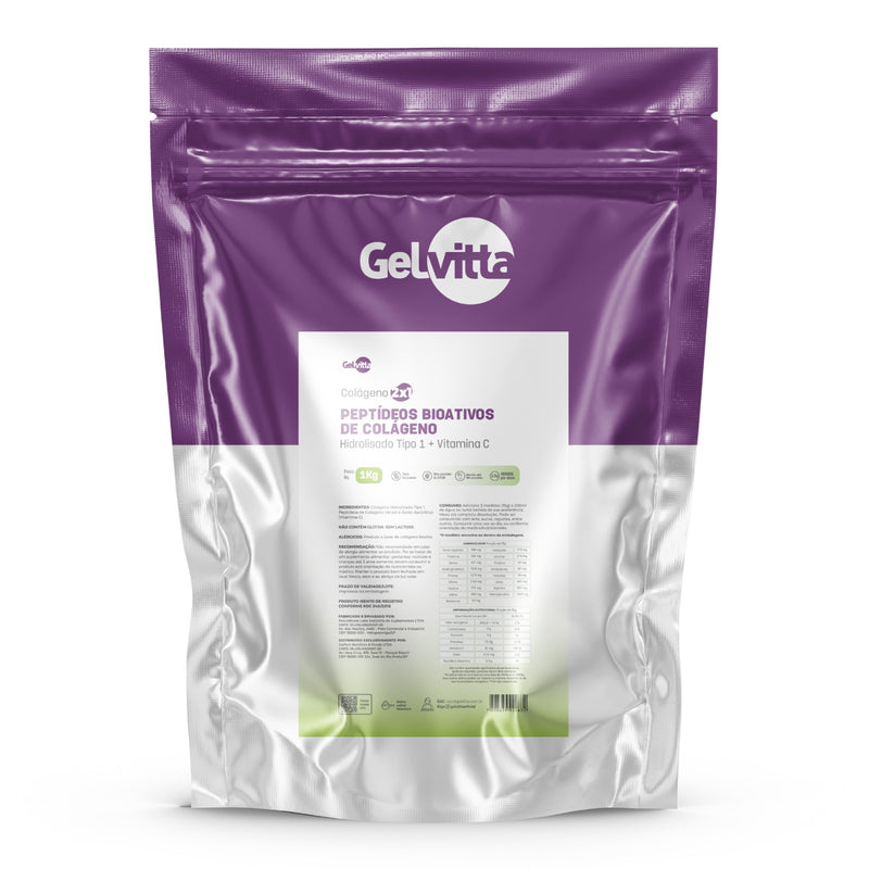 COLÁGENO HIDROLISADO TIPO 1 + PEPTÍDEOS BIOATIVOS COM VITAMINA C 1 KG