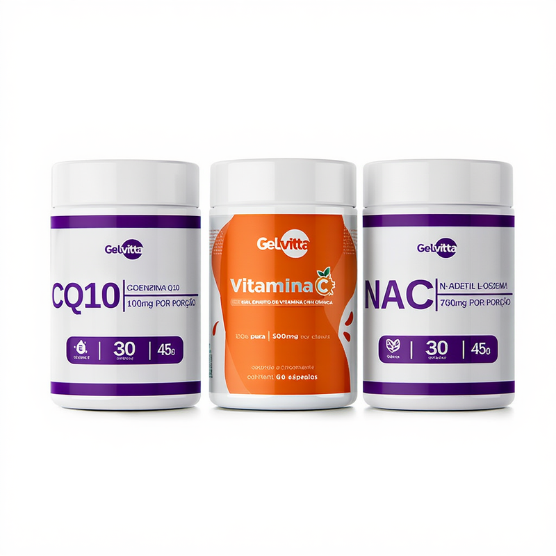 SUPER COMBO COENZIMA Q10 + VITAMINA C PURA CÁPSULAS + NAC - N-ACETIL L-CISTEÍNA