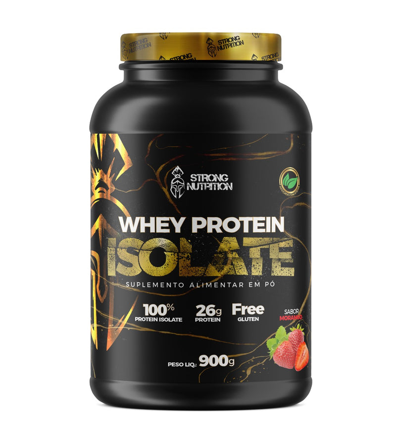 WHEY PROTEIN ISOLADO 900G STRONG NUTRITION – ALTA CONCENTRAÇÃO  PROTEICA E BAIXO CARBOIDRATAO